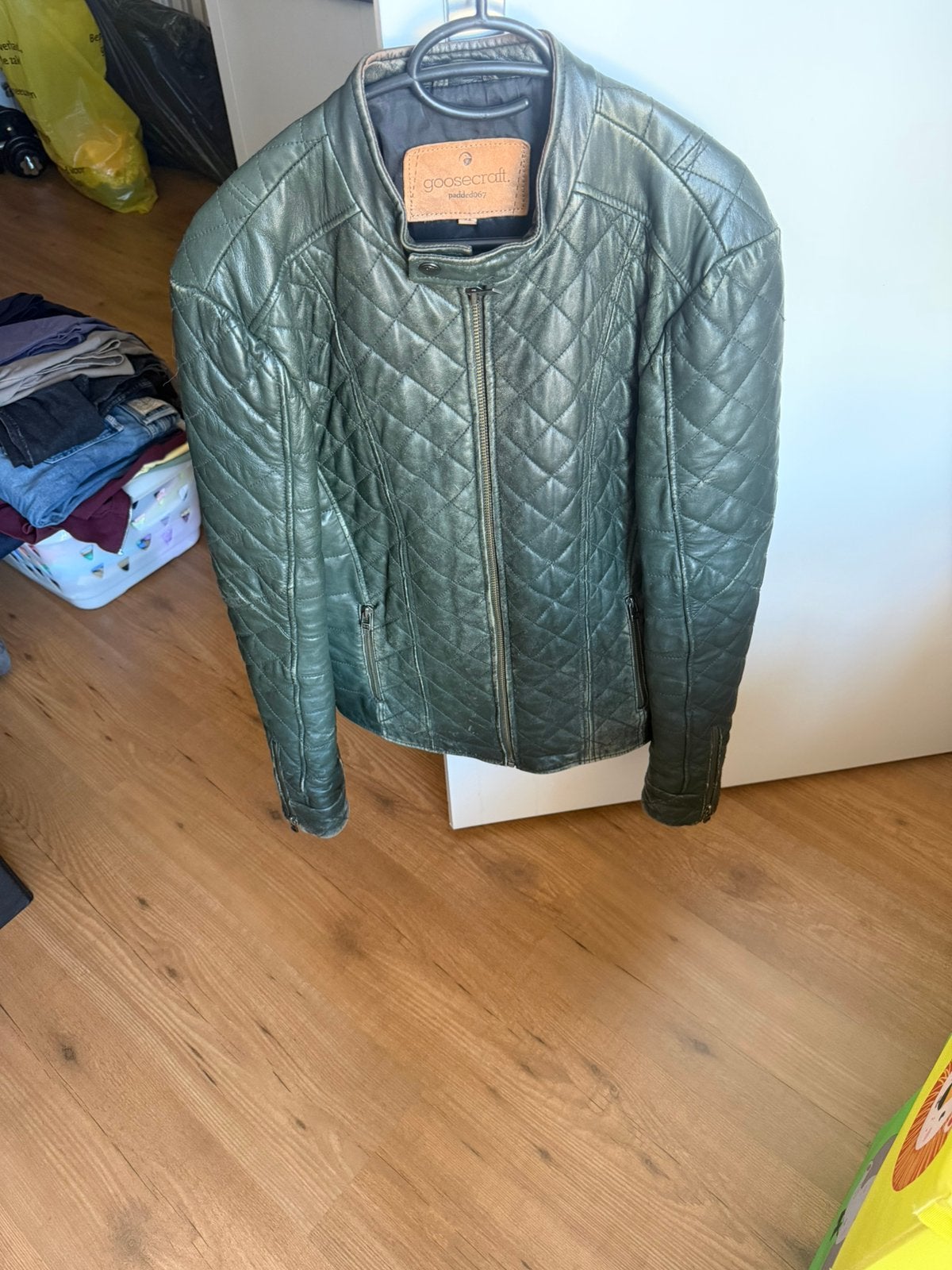 Goosecraft leren motorjack voering gescheurd, Ophalen of Verzenden, Gedragen, Maat 48/50 (M), Groen