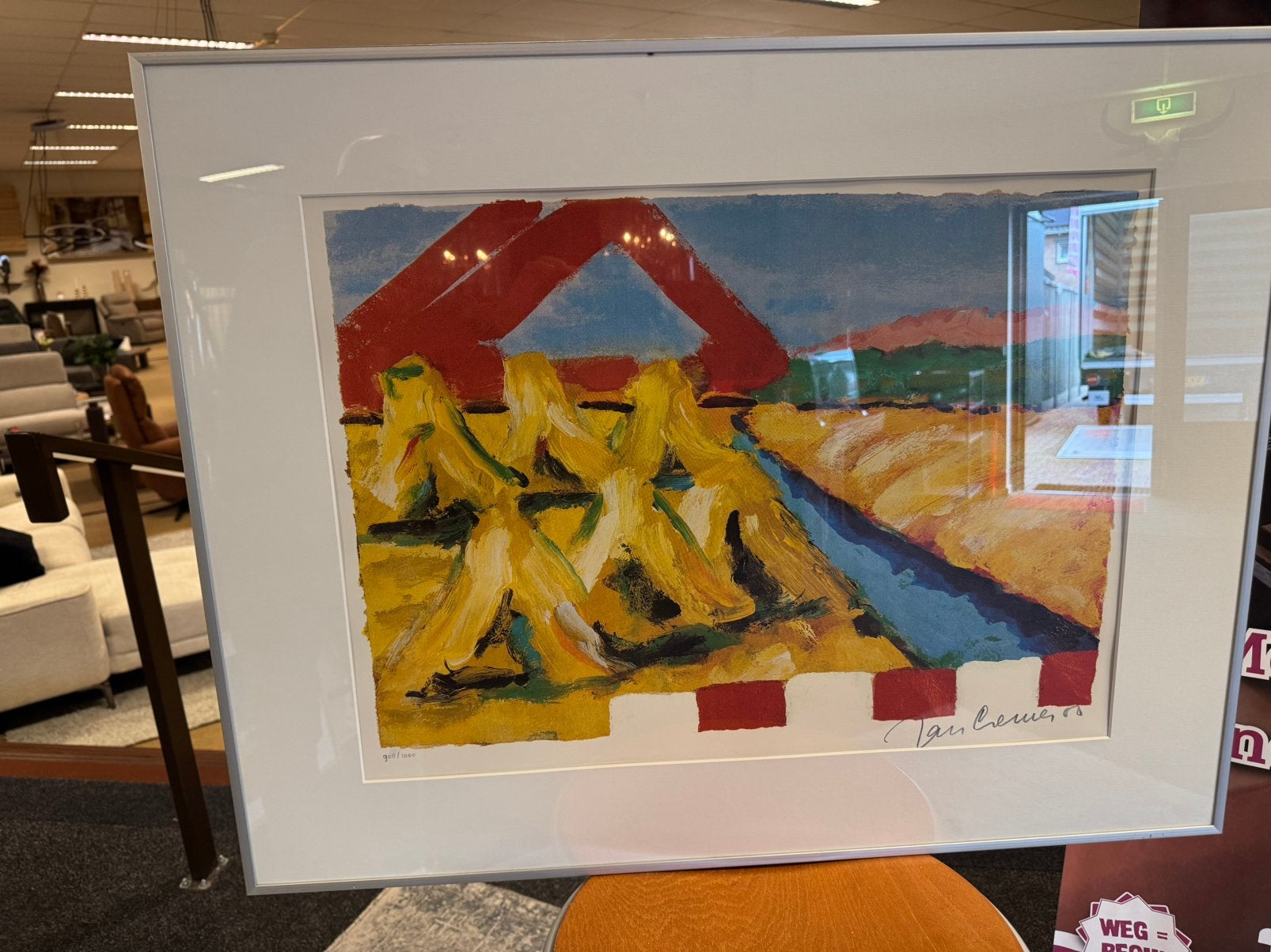 Jan Cremer zeefdruk Korenschoof slagboom 2001   908/1000, Antiek en Kunst, Ophalen, Zeefdruk, Gesigneerd in de plaat, Landschappen