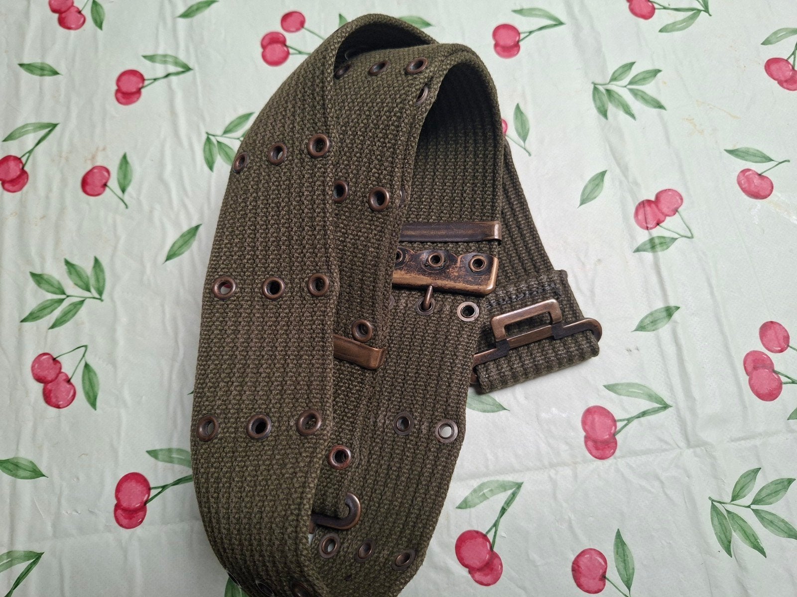 US Leger Riem - Groene Canvas Riem met Ogen, Verzamelen, Ophalen, Landmacht, Amerika