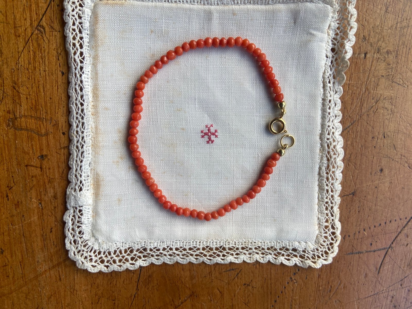 Armband bloedkoraal double sluiting, Ophalen of Verzenden, Overige materialen, Ketting