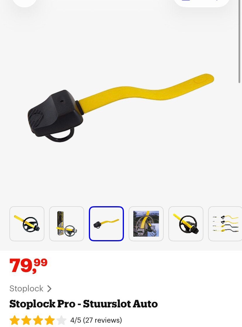 Stop lock pro elite stuurslot, Auto diversen, Anti-diefstal, Zo goed als nieuw, Ophalen of Verzenden