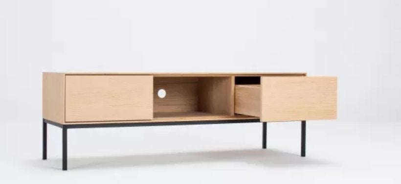 TV Meubel design, Ophalen, 100 tot 150 cm, Design, Eikenhout