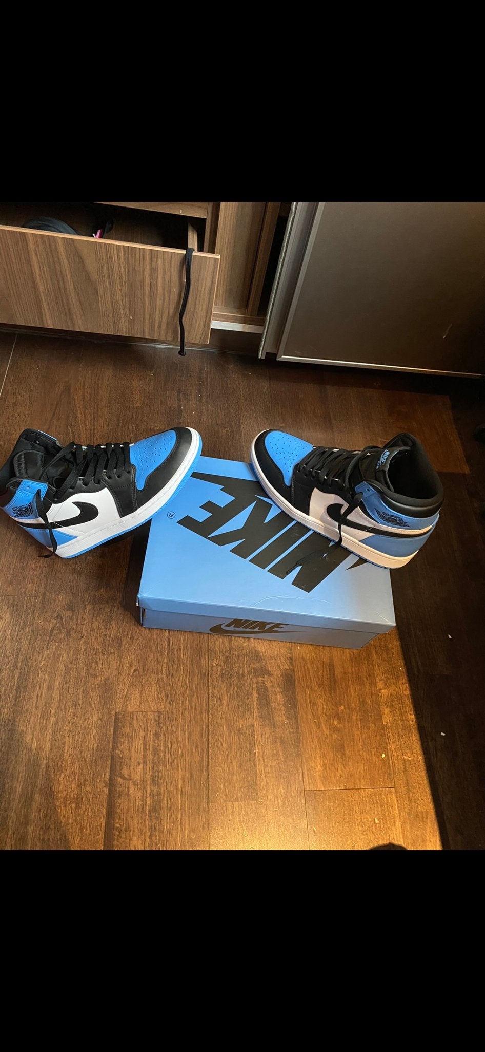Nike Air Jordan 1 High UNC Toe - Maat 43, Kleding | Heren, Ophalen, Gedragen, Blauw, Sneakers of Gympen