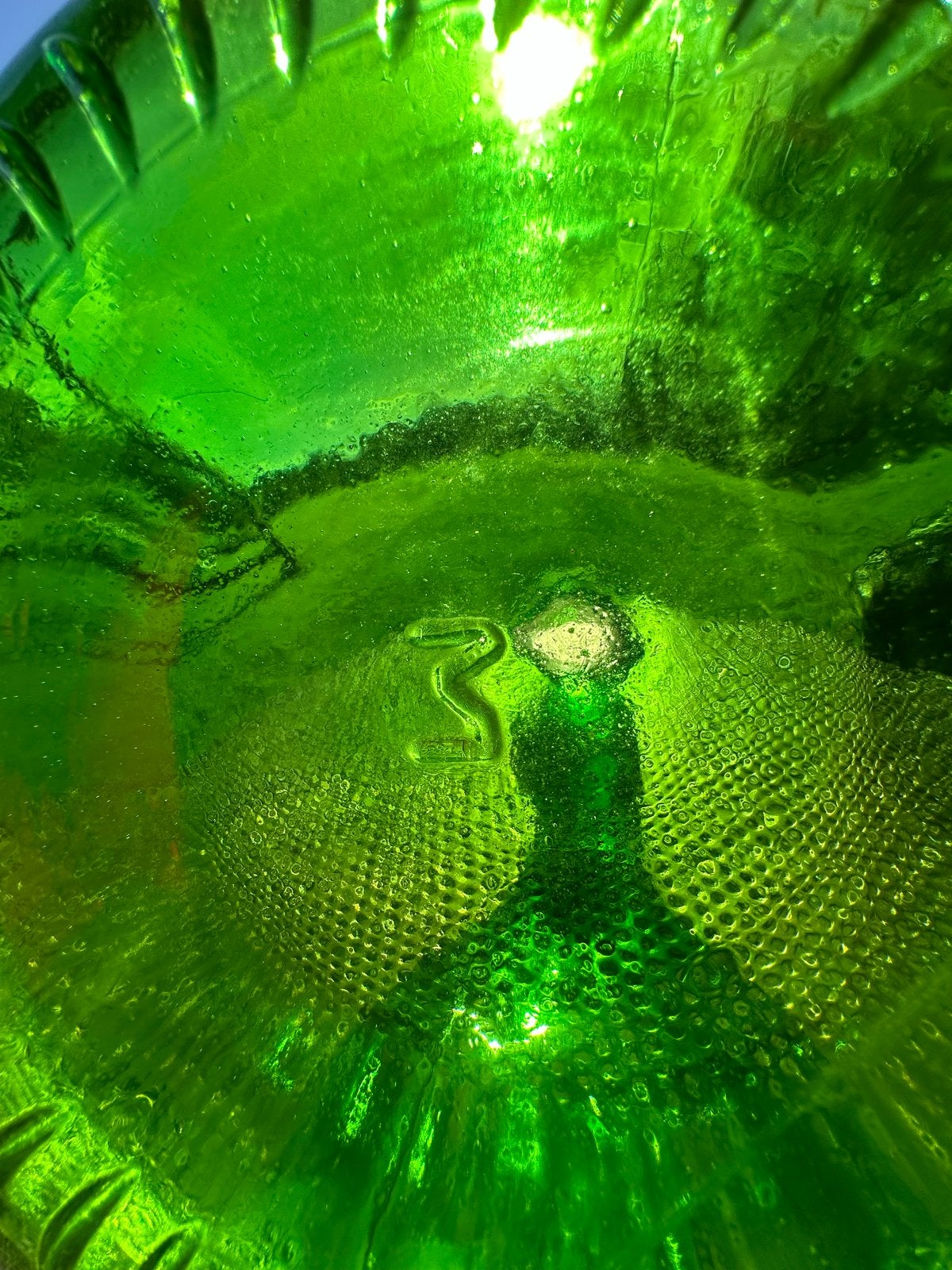 Vintage Groene Glazen Fles, Ophalen