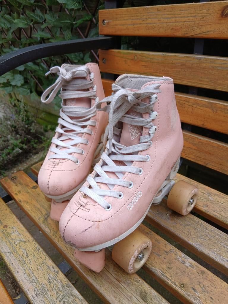 Roze rolschaatsen, gebruikt maar nog goed, Ophalen, Gebruikt