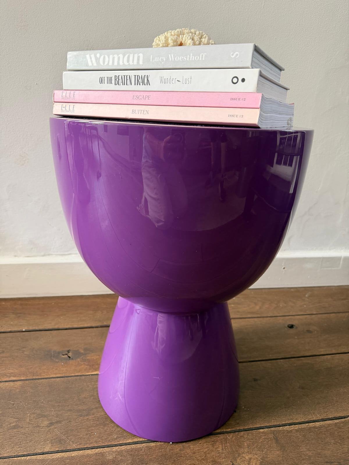 Pols Potten kruk / bijzettafel deep purple paars, 45 tot 60 cm, Minder dan 55 cm, Rond, Ophalen of Verzenden