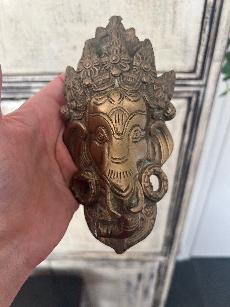 Ganesh boeddha buddha wanddecoratie Ganesha massief brons, Metaal, Massief, Ophalen of Verzenden, 18 cm