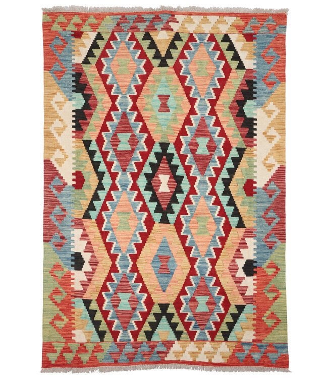 Handgeweven Traditioneel Kelim Vloerkleed Wol 184x128 cm, 100 tot 150 cm, Nieuw, Ophalen of Verzenden, ....