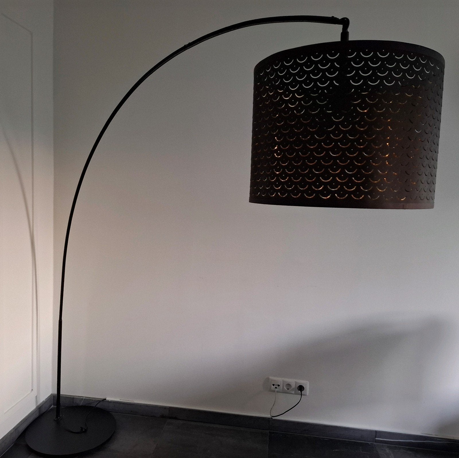 zwarte booglamp, Huis en Inrichting, Lampen | Vloerlampen, Ophalen of Verzenden, Zo goed als nieuw, 150 tot 200 cm