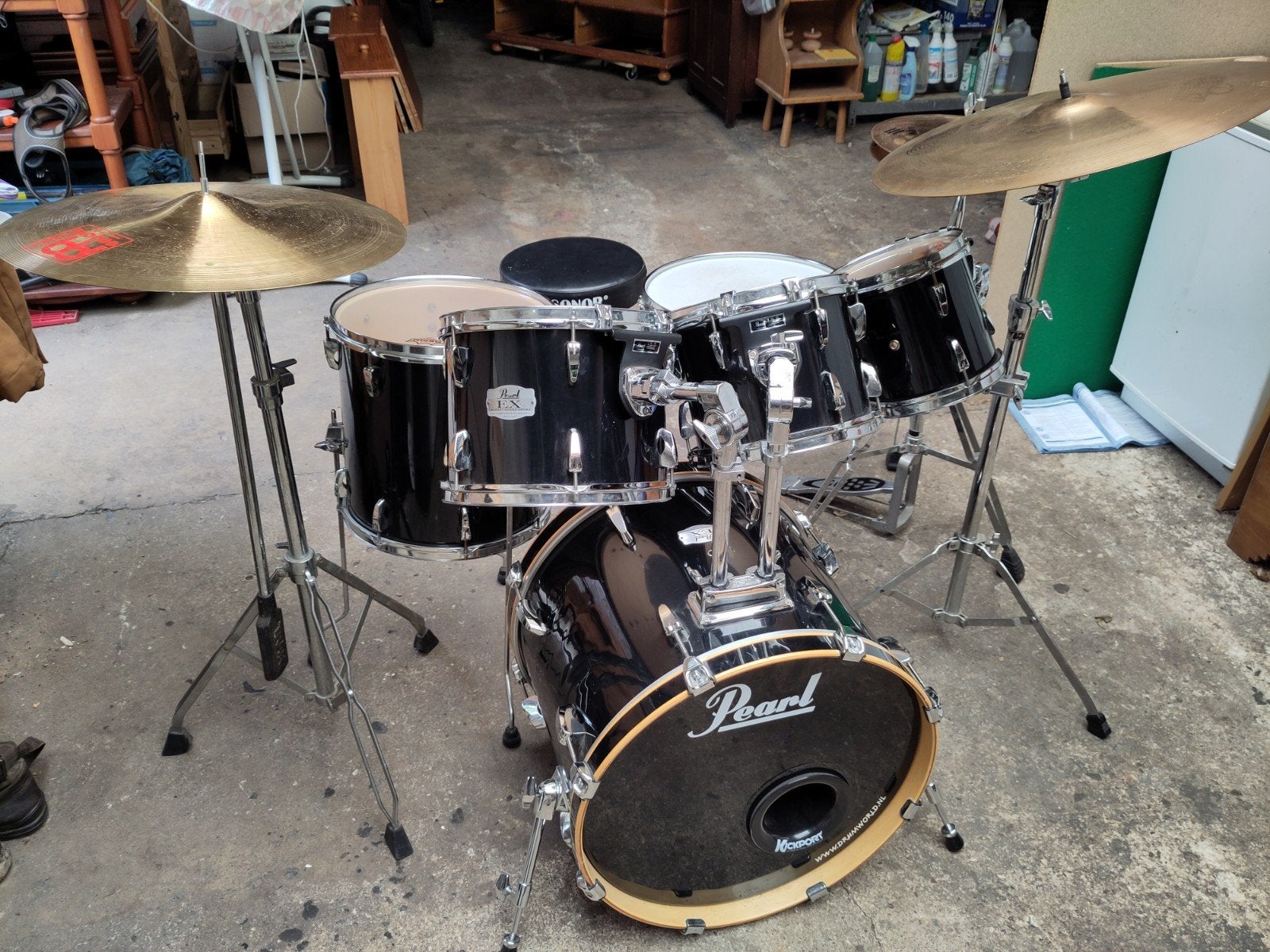 Pearl Export Series Drumstel - Compleet met bekkens, Muziek en Instrumenten, Drumstellen en Slagwerk, Ophalen, Gebruikt, Pearl