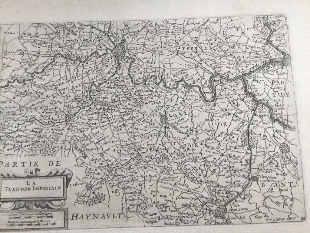 Gent, Brussel, Vlaanderen, Colom, 1660 . Zeldzaam, Antiek en Kunst, Kunst | Etsen en Gravures, 22 cm, Cartografie, 1600 - 1699
