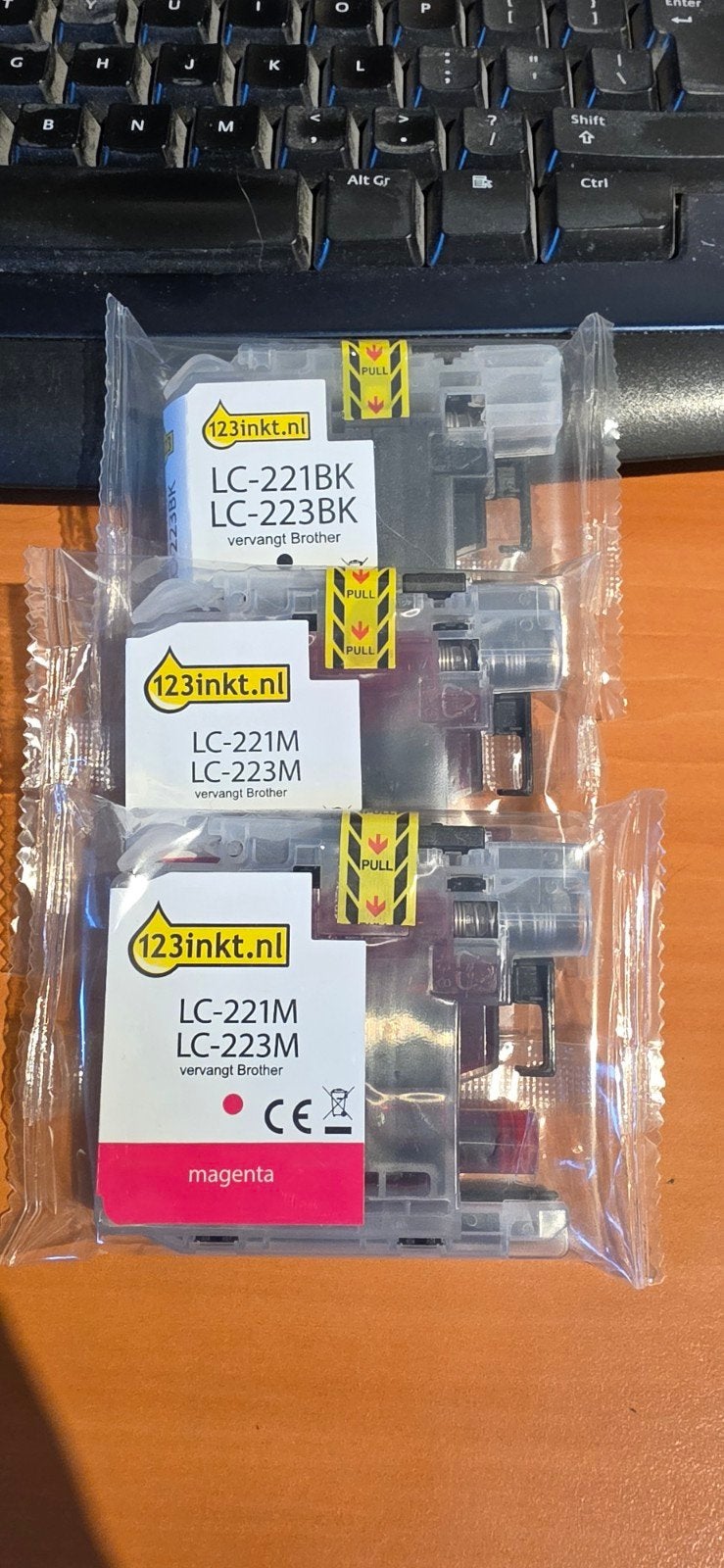 3 inkt cartridges voor Brother printer LC 221, Ophalen of Verzenden, Nieuw