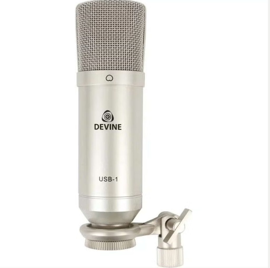 Devine USB-1 microfoon met statief, popfilter en USB-kabel, Ophalen of Verzenden, Gebruikt, Studiomicrofoon