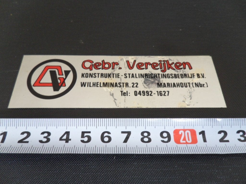 sticker folie mariahout gebr. vereijken wilhelminastraat 22*, Ophalen, Zo goed als nieuw