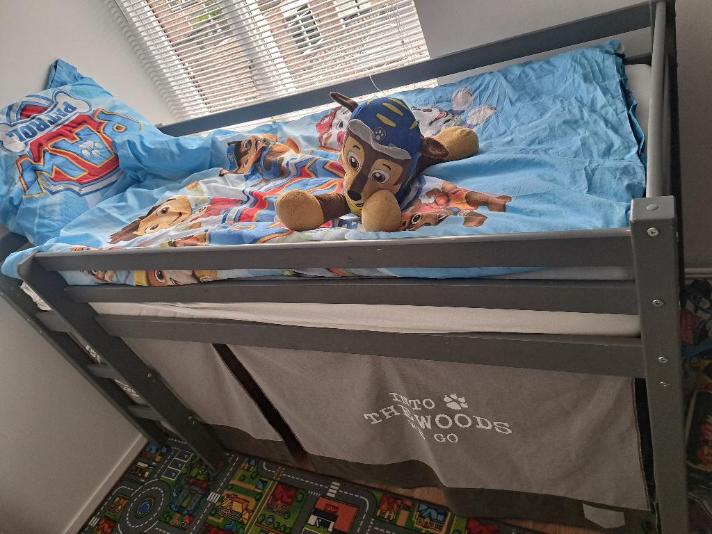Kinder bed, Ophalen, 90 cm, Eenpersoons, Wit