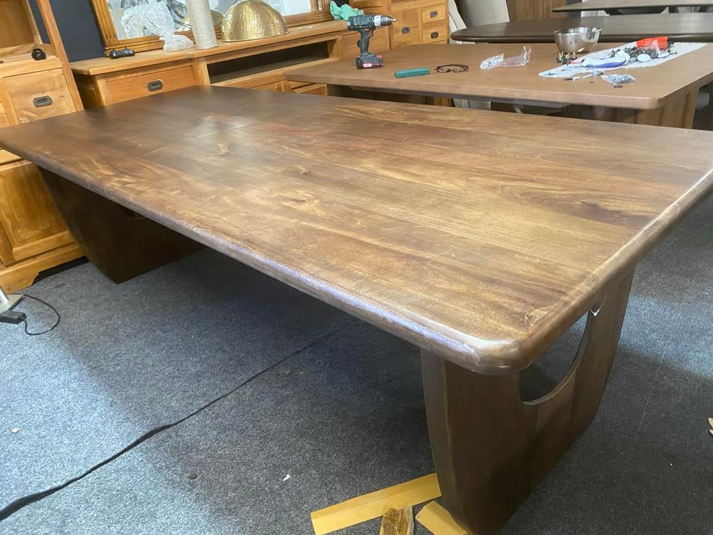 Deense Ovale Eettafel 240x100 Massief Mangohout Japandi, Ophalen, 100 tot 150 cm, 200 cm of meer, Zo goed als nieuw