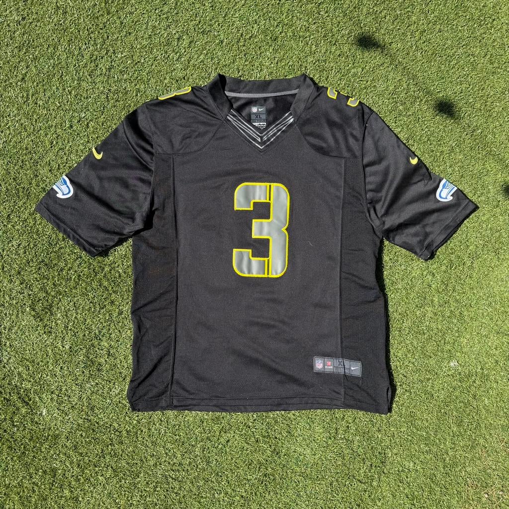 Seattle Seahawks NFL jersey Wilson #3 zwart maat XL, Zwart, Overige typen, Maat 56/58 (XL), Ophalen of Verzenden