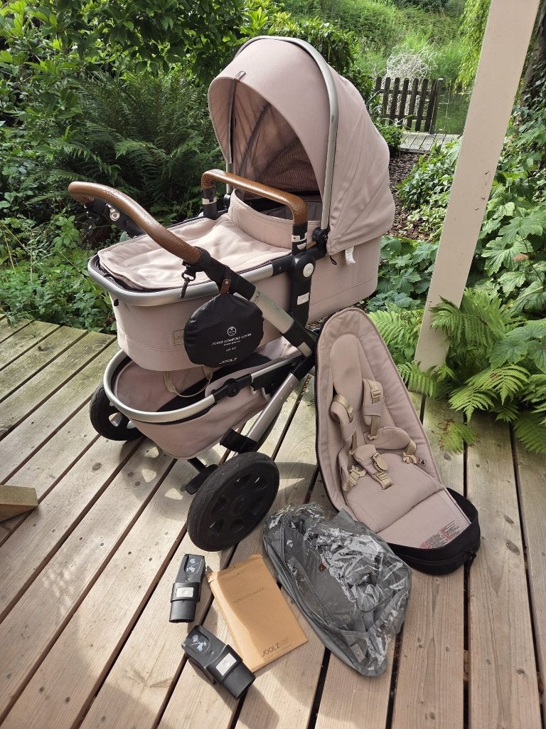 Joolz Geo 2, kleur: beige + compleet met veel accessoires, Gebruikt, Verstelbare duwstang, Ophalen, Kinderwagen