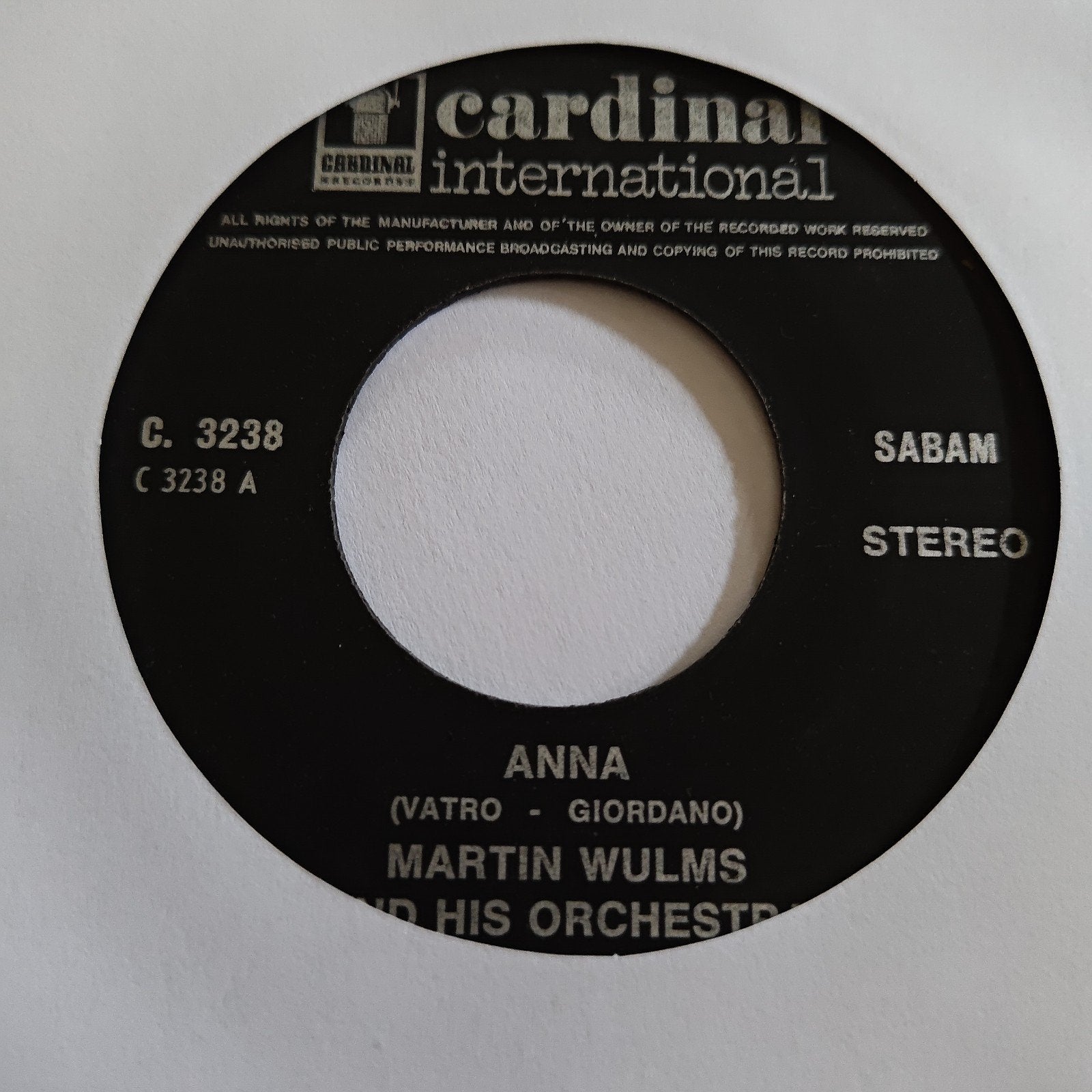 Martin Wulms - Anna (Cardinal International C. 3238), Gebruikt, Overige genres, 7 inch, Ophalen of Verzenden