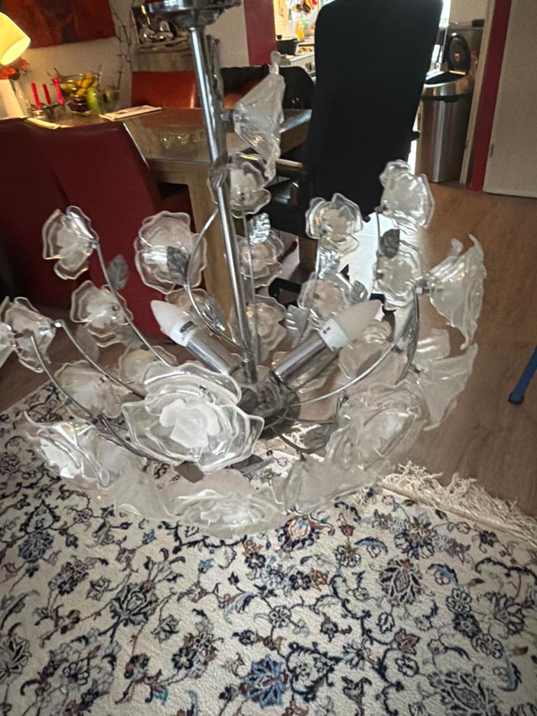 Elegante hanglamp met bloemmotief, Ophalen of Verzenden, Zo goed als nieuw