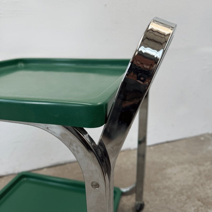 Vintage serveerwagen / barcart Space Age - groen, chroom, Huis en Inrichting, Ophalen, 50 tot 100 cm, Onbekend, Onbekend