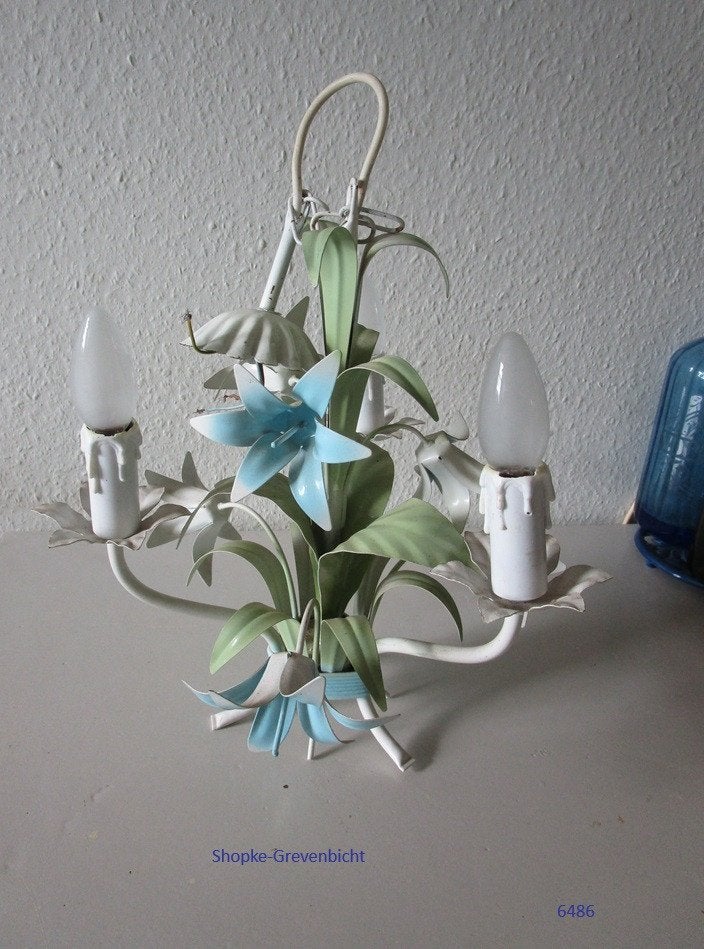 Franse hanglamp metalen bloemen, Ophalen of Verzenden