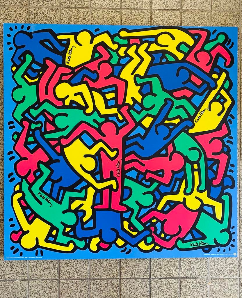 Keith Haring art-print van 78 x 78 cm, Gebruikt, Onbekend, Ophalen of Verzenden, Print