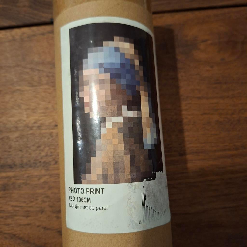 Wandkleed Meisje met de parel – pixel art – textieldoek, Ophalen of Verzenden, Nieuw