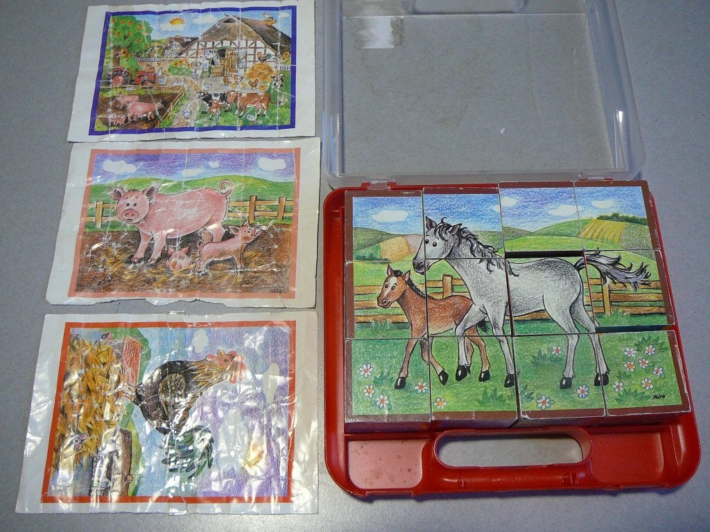 blokkenpuzzel met dierenafbeeldingen (incl. voorbeelden), Ophalen of Verzenden, Minder dan 500 stukjes