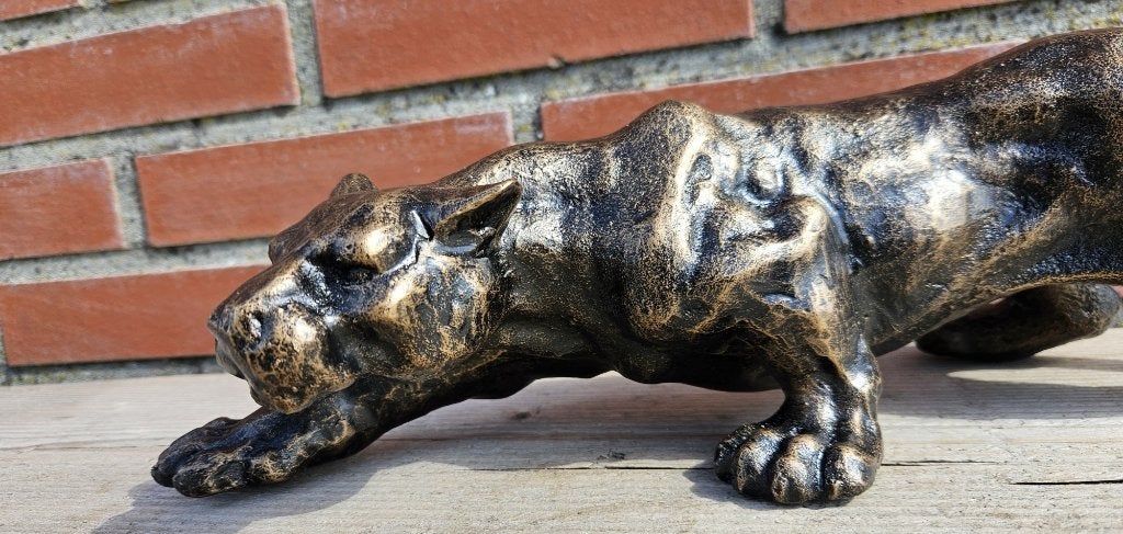 PANTER /kleur brons/ gietijzer, Dierenbeeld, Nieuw, Metaal, Info@huisentuindecoratiemarie.nl