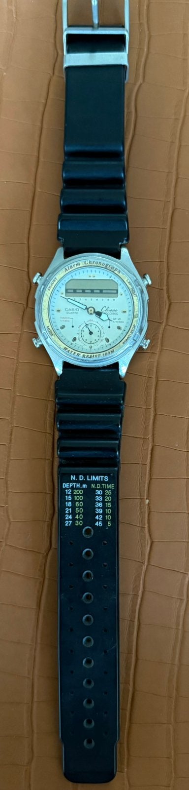 Vintage horloge Casio AW 600 twin motor chronograph, Sieraden, Tassen en Uiterlijk, Horloges | Heren, Gebruikt, Polshorloge, Overige materialen
