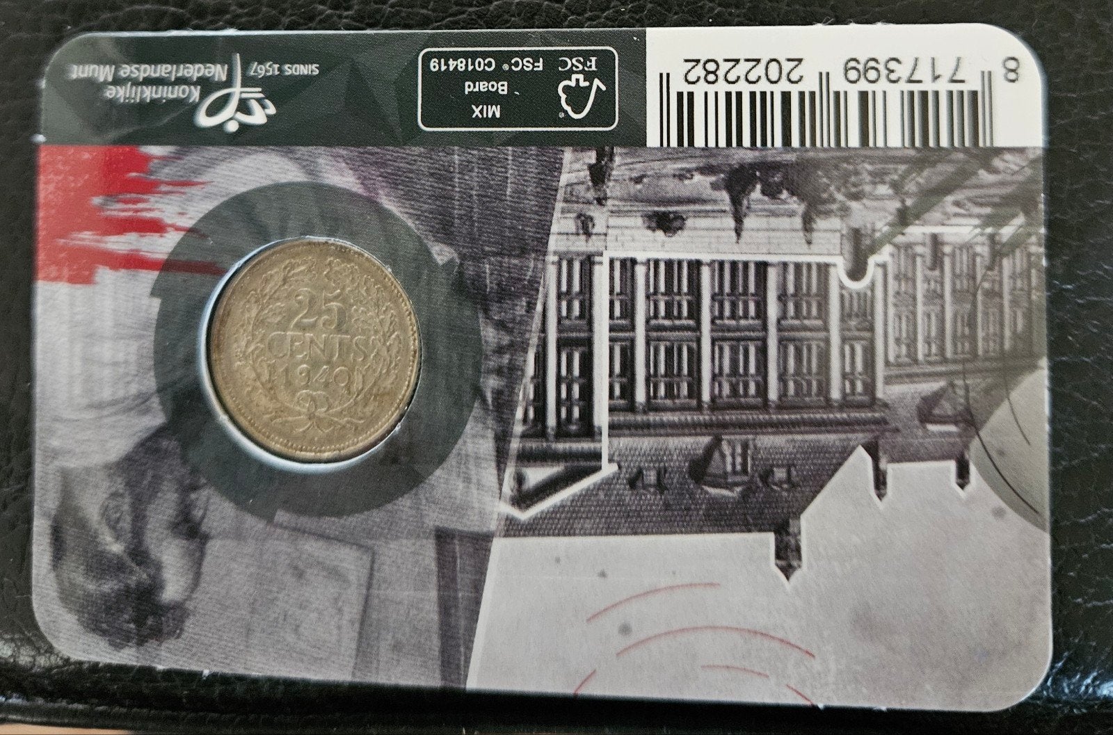 25 ct 1940 in coincard, Ophalen of Verzenden, Koningin Wilhelmina, 25 cent