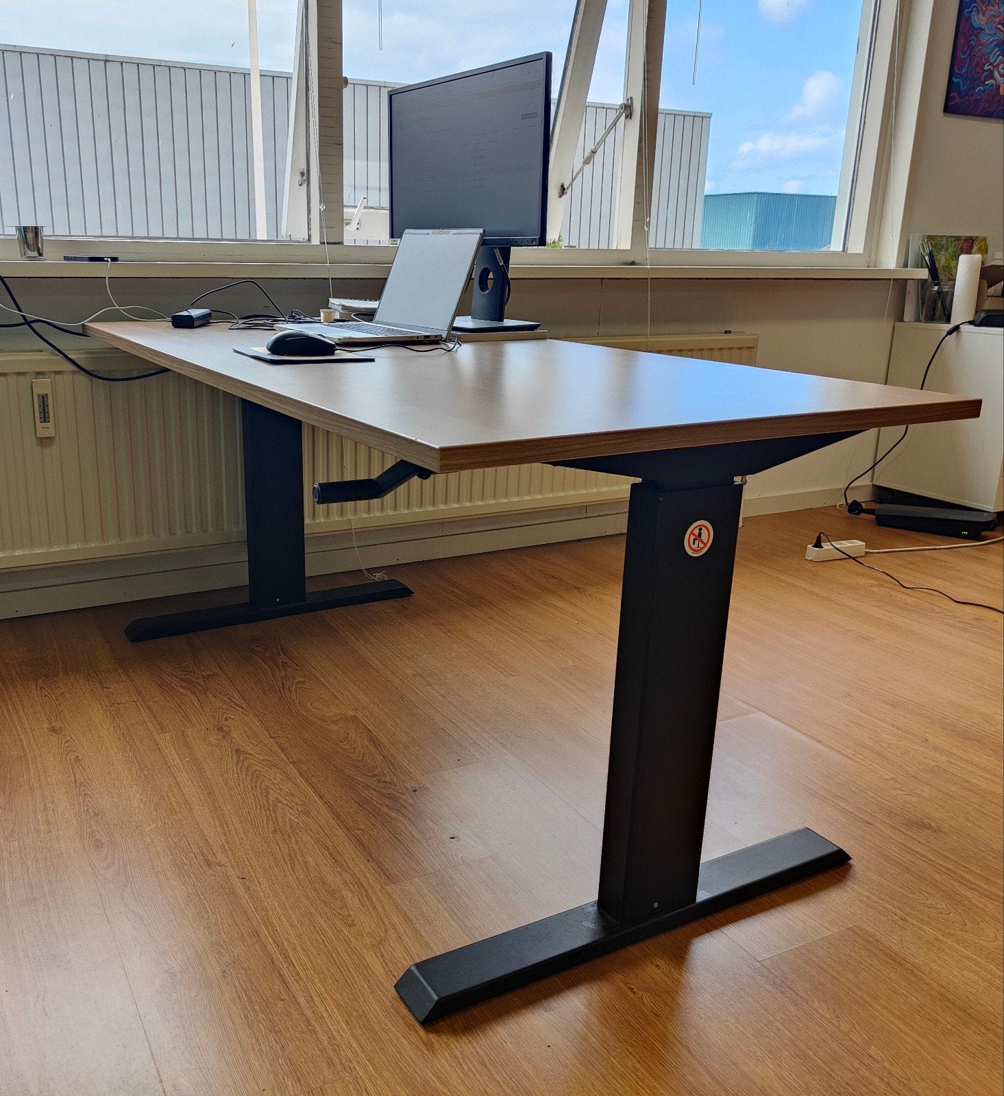 Manueel zit-sta bureau, 160x80, ophalen voor 21 september!, Huis en Inrichting, Bureaus, Ophalen, In hoogte verstelbaar, Zo goed als nieuw