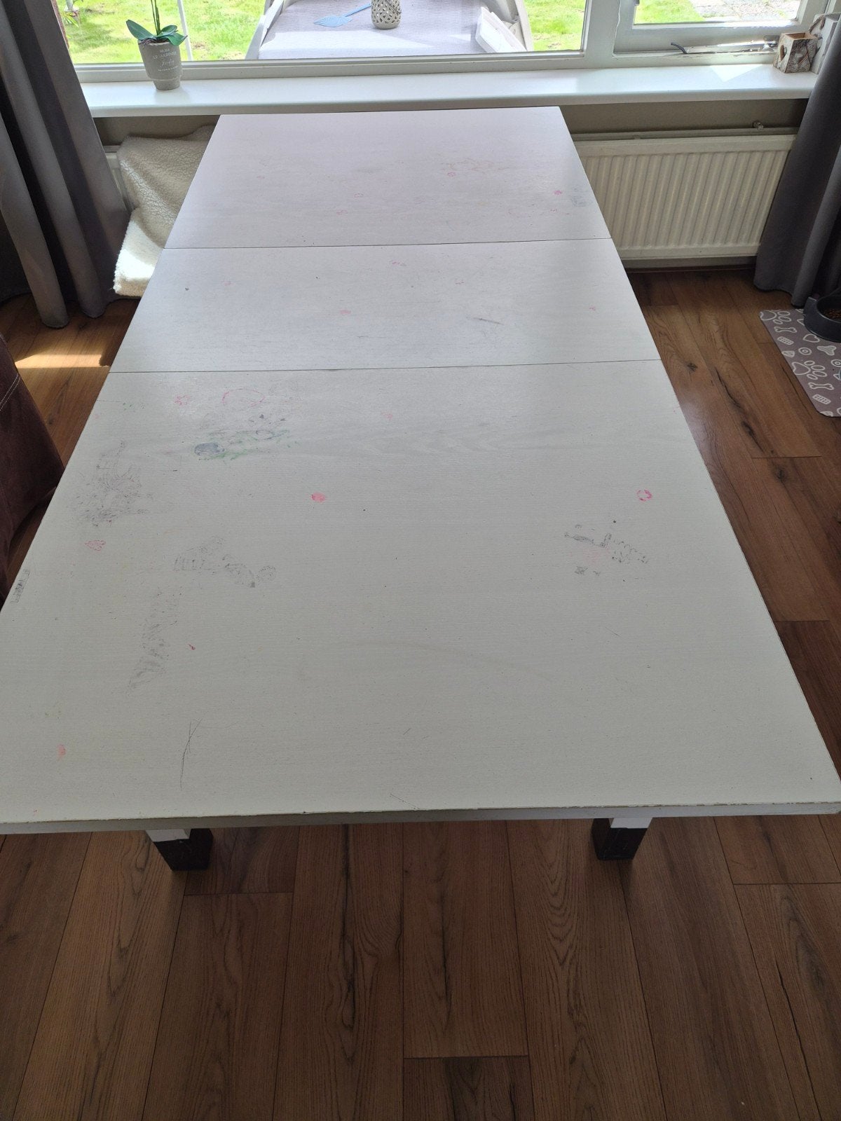 IKEA BJURSTA uitschuifbare eettafel wit, Huis en Inrichting, Tafels | Eettafels, Ophalen, Gebruikt, 50 tot 100 cm, Vier personen