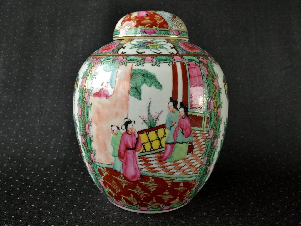 Grote Chinese Dekselpot, Mandarijn porselein – Kanton, China, Ophalen of Verzenden