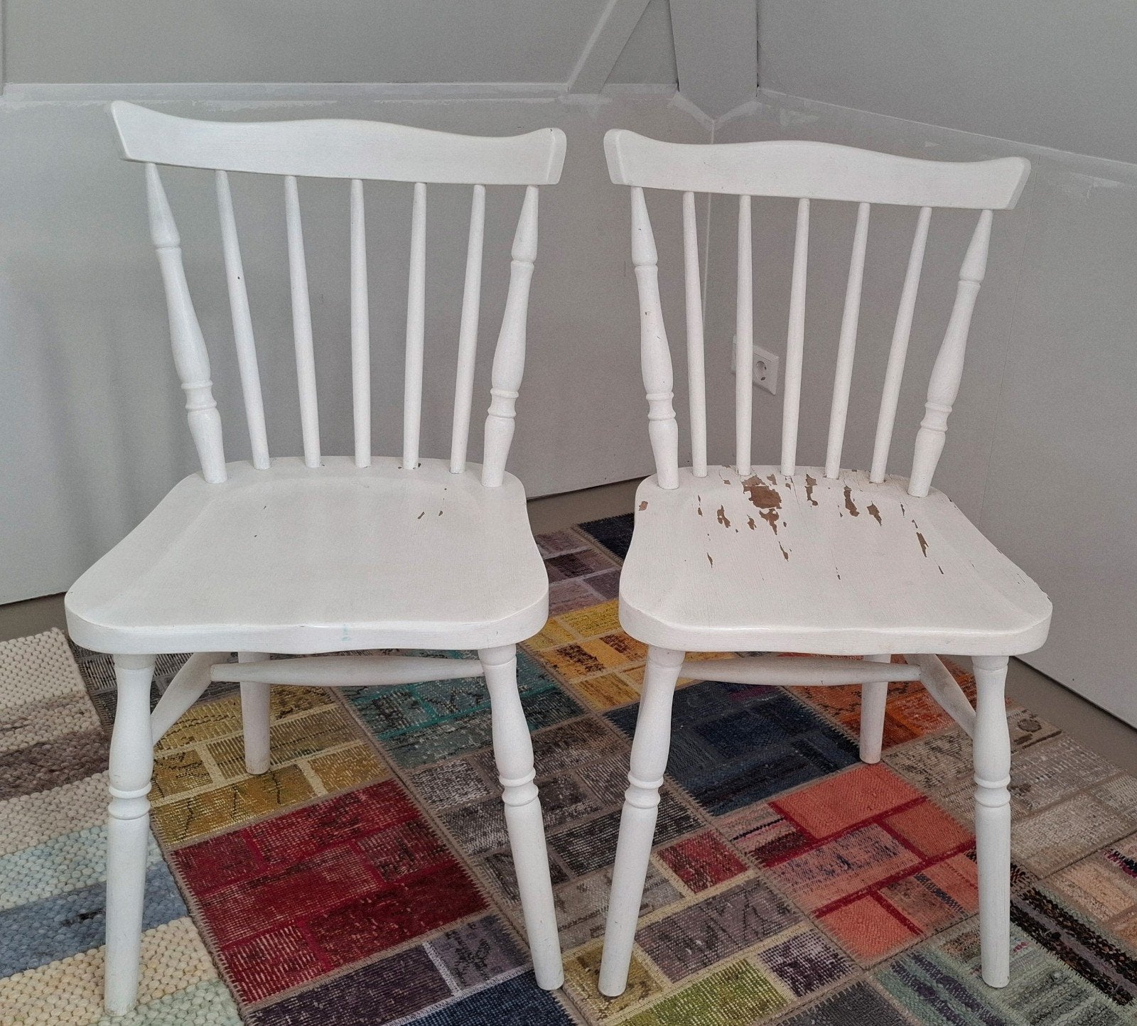 Houten stoelen wit, Ophalen, Gebruikt, Twee, Wit