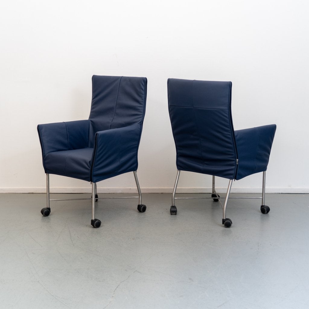 Montis Chaplin eetkamerstoelen kobaltblauw - verrijdbaar, Huis en Inrichting, Niet ingevuld, Zo goed als nieuw, Niet ingevuld