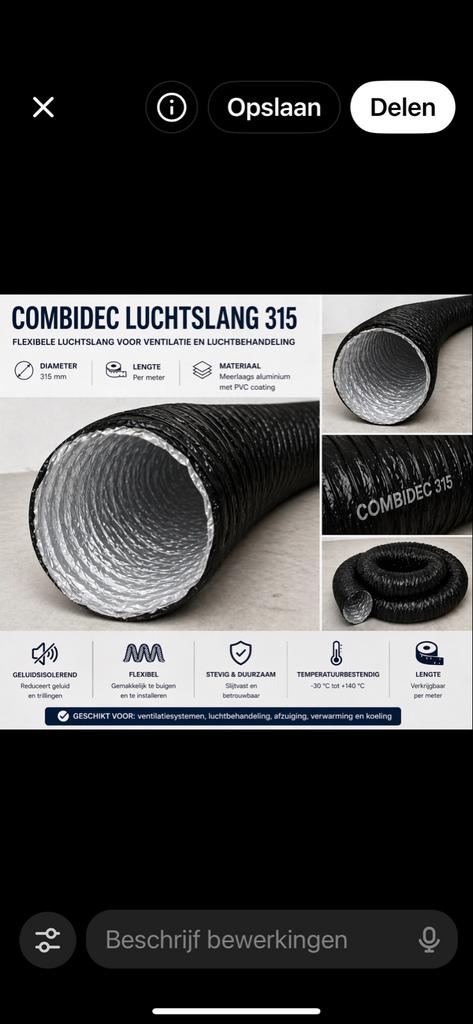 15x Combidec Luchtslang 315mm - Flexibel & Duurzaam, Ophalen of Verzenden, Nieuw
