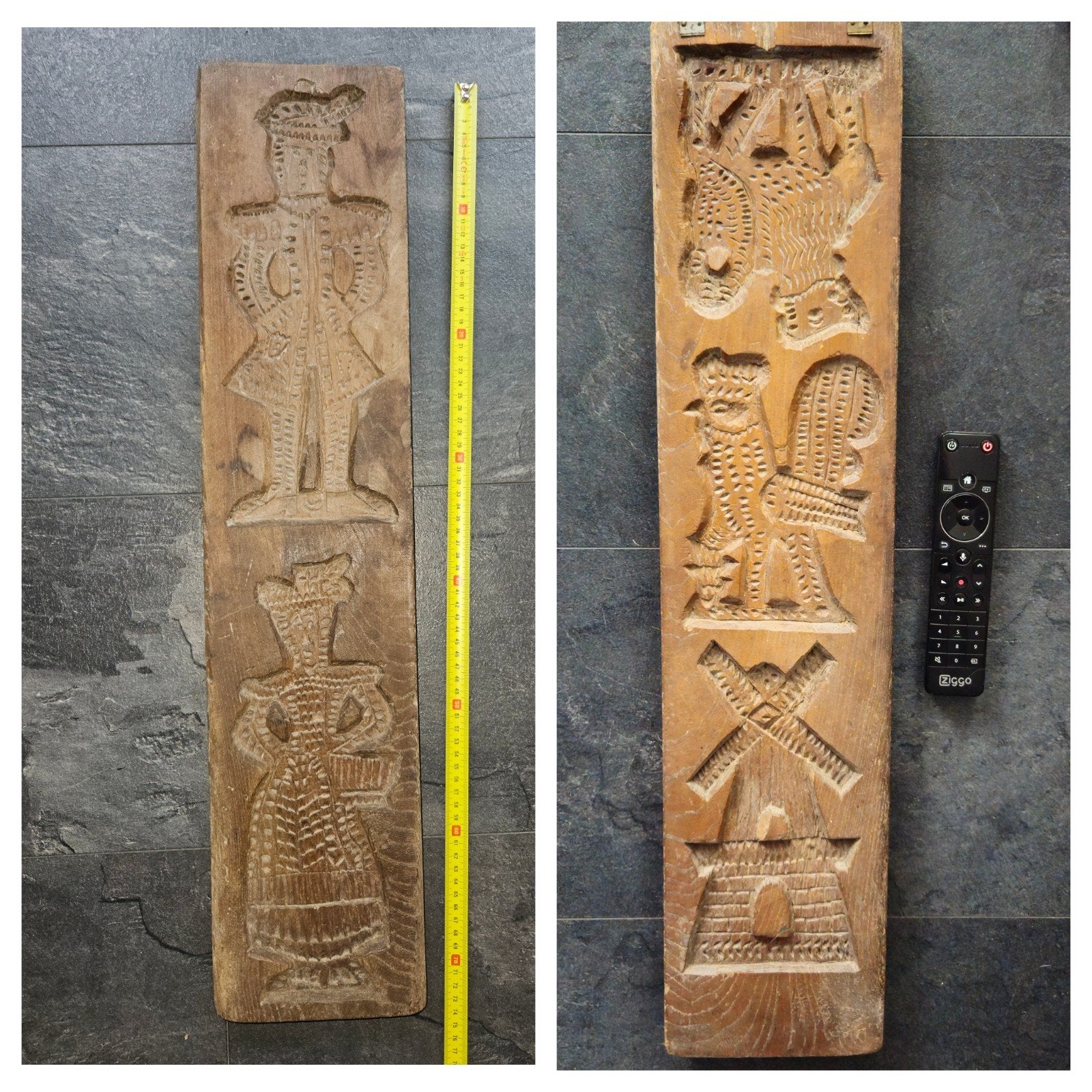 Antieke dubbelzijdige 18e  eeuwse houten speculaasplank - Di, Ophalen of Verzenden