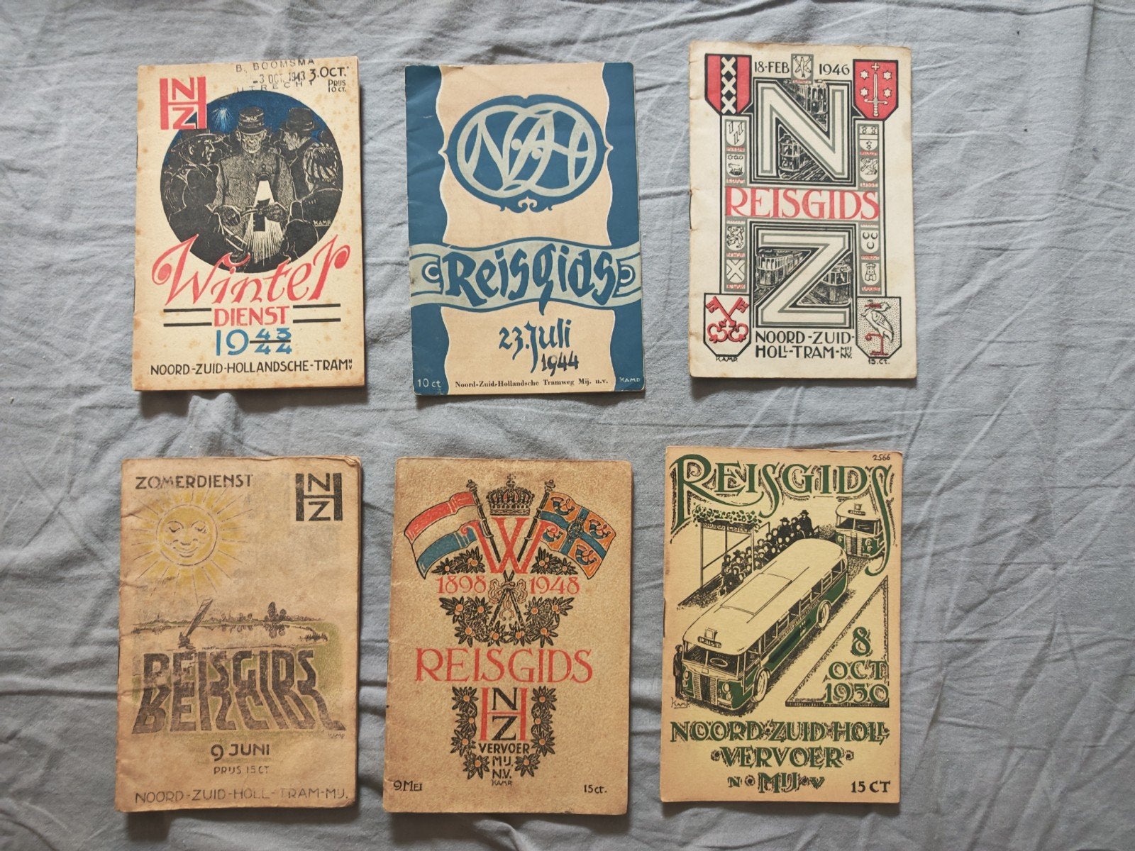 6 x historische reisgids NZH 1943 - 1850, Verzamelen, Ophalen of Verzenden, Tram