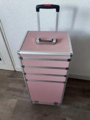 roze beauty trolley /  case op wieltjes, Gebruikt, Hard kunststof, 70 cm of meer, 35 tot 45 cm