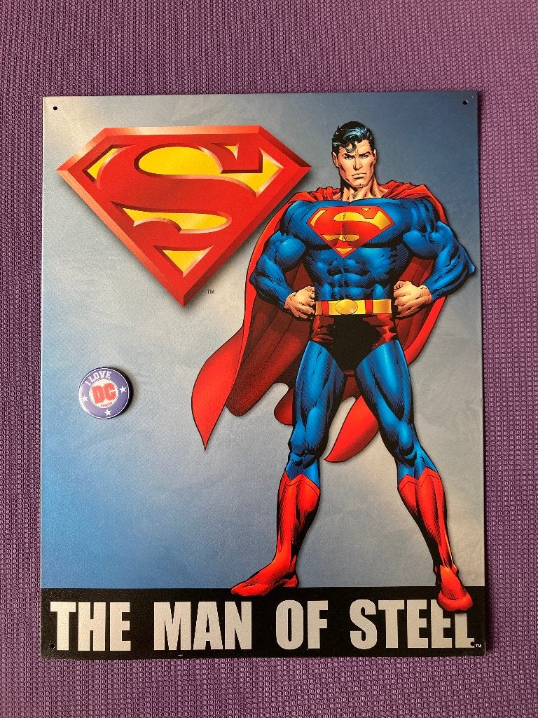 DC Comics 'Superman' Metalen Bord (met Pin), Verzamelen, Ophalen of Verzenden, Superheld, Nieuw, Plaatje, Poster of Sticker