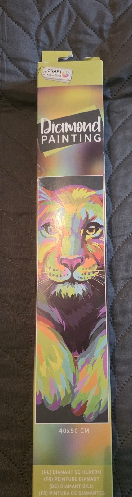 Diamond Painting Leeuw 40x60 cm met Neon Rhinestones, Nieuw, Meerkleurig, Ophalen of Verzenden, Overige merken