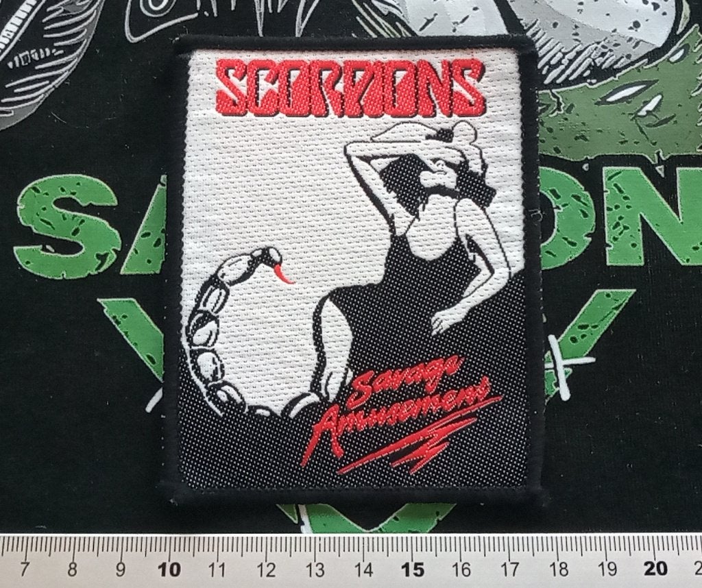 Scorpions zeldzame  vintage 1988 savage amusement patch s41, Verzenden, Nieuw, Kleding