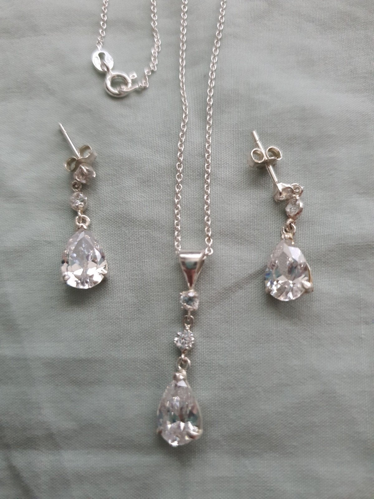 Lucardi Teardrop Cubic Zirconia Sieraden set zilver, Verzenden