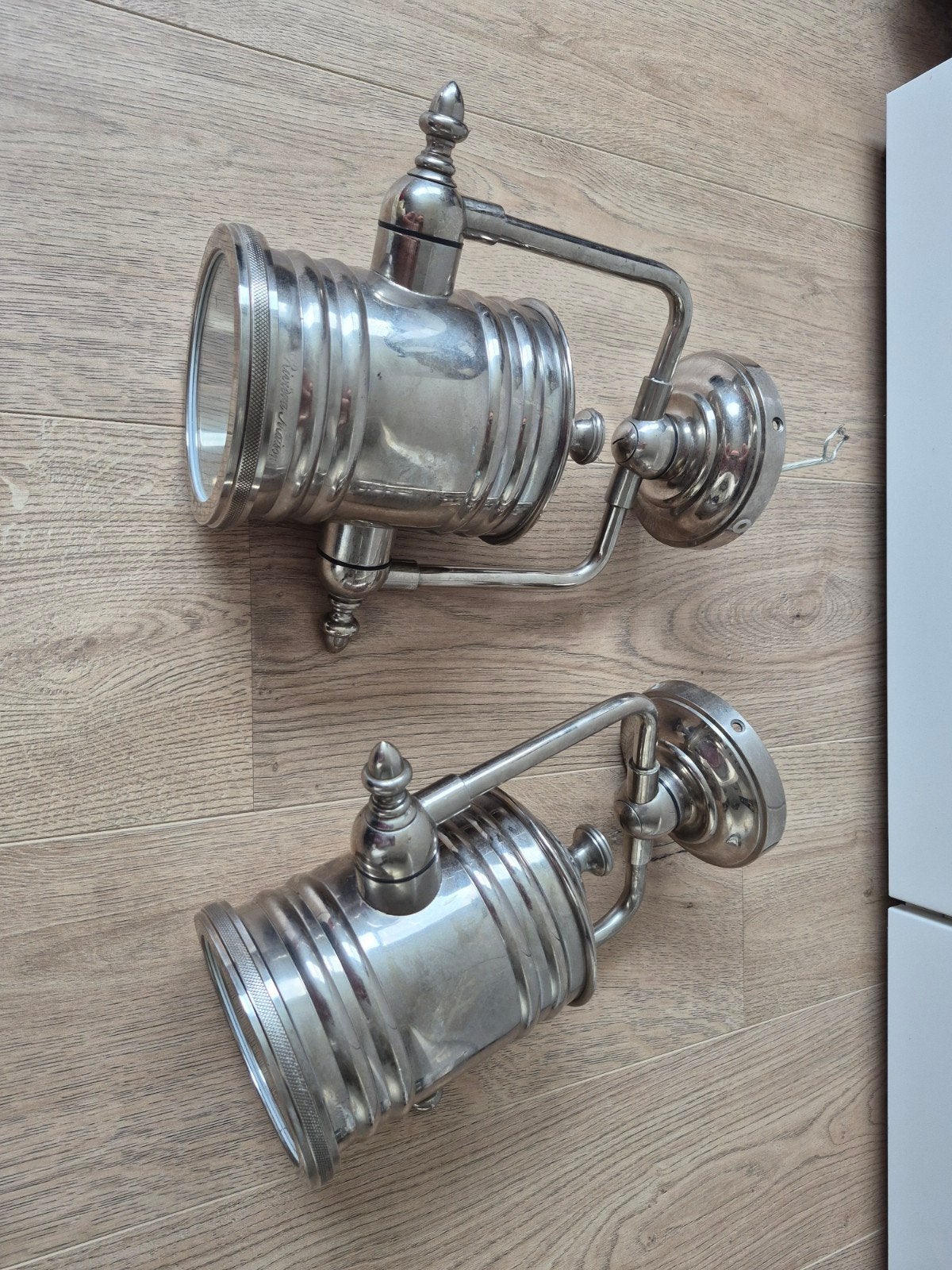 2x Riviera Maison On Stage Wandlamp Zilverkleurig E14, Huis en Inrichting, Ophalen, Gebruikt, E14 (klein), Verstelbaar