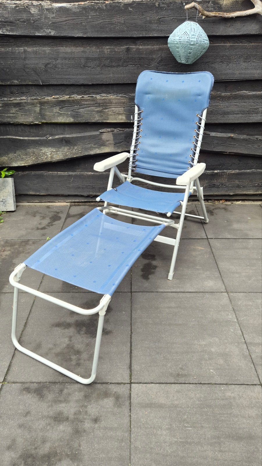 Comfort Travel Campingstoel met Voetenbank - Blauw, Ophalen, Gebruikt, Campingstoel