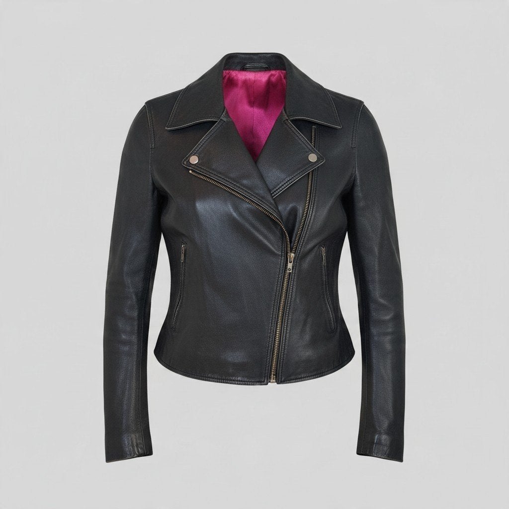 Pieces zwarte leren bikerjas Vintage festival look  maat M, Maat 38/40 (M), Zwart, Ophalen of Verzenden, Jasje