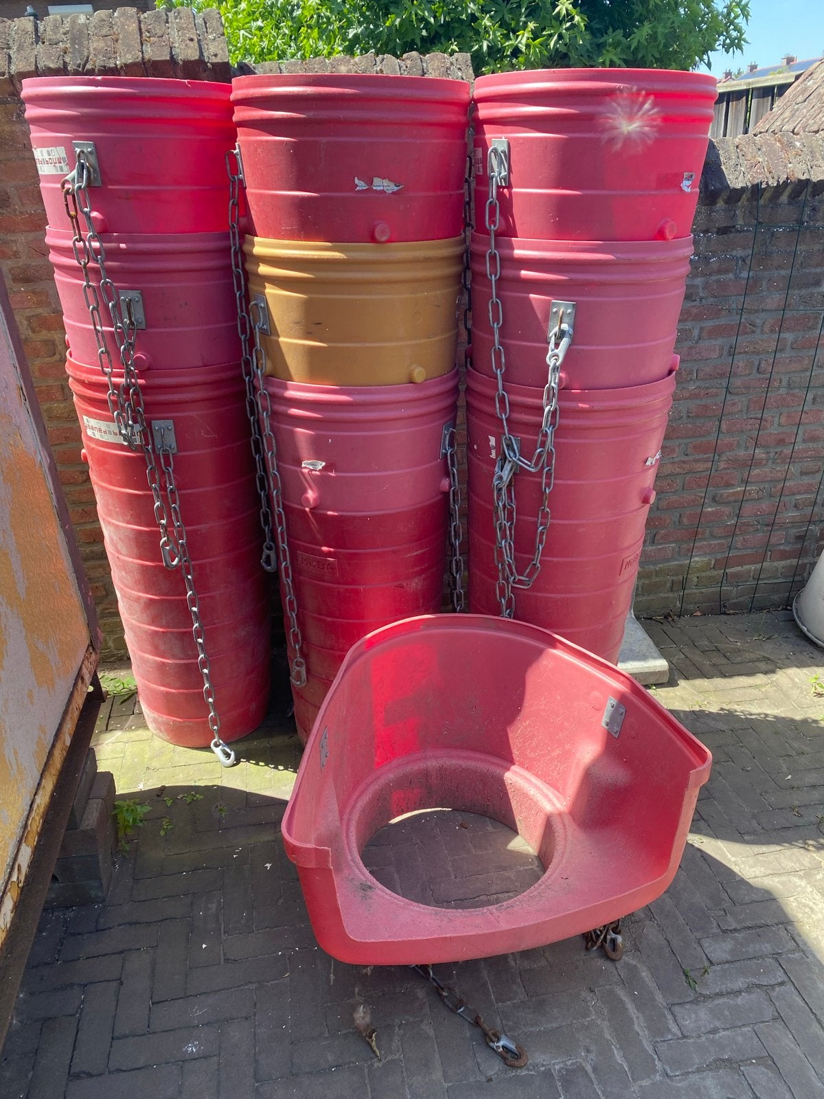 Puin Stort kokers met kettingen, Ophalen, Gebruikt
