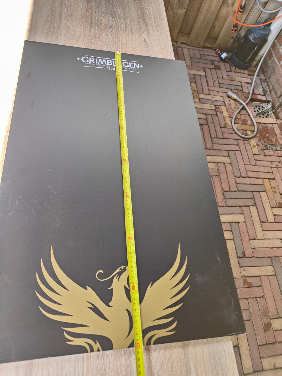 Grimbergen Reclamebord - Zwart met Gouden Feniks, Ophalen of Verzenden, Zo goed als nieuw